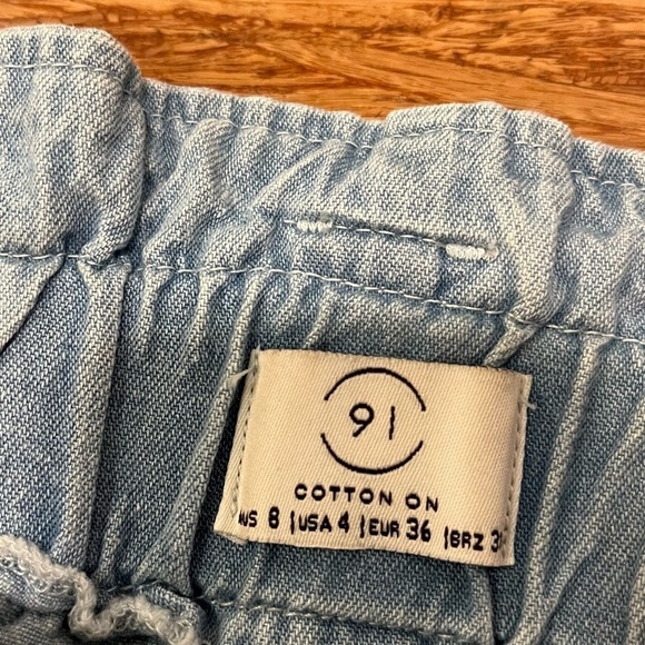 Cotton On High Rise Mom Jeans Paperbag Shorts w/ removable belt, pockets. 4 - Picture 6 of 10